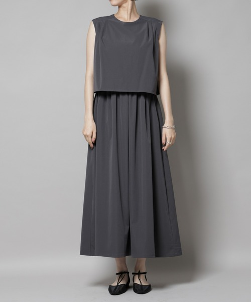 NANO universe（ナノユニバース）の「セットアップ風ノースリーブワンピース（ワンピース・レディース・ライトグレー/キャメル/チャコール・FREE）」の20枚目の写真