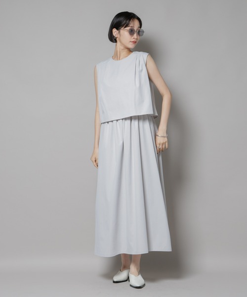 NANO universe（ナノユニバース）の「セットアップ風ノースリーブワンピース（ワンピース・レディース・ライトグレー/キャメル/チャコール・FREE）」の9枚目の写真