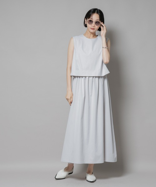 NANO universe（ナノユニバース）の「セットアップ風ノースリーブワンピース（ワンピース・レディース・ライトグレー/キャメル/チャコール・FREE）」の10枚目の写真