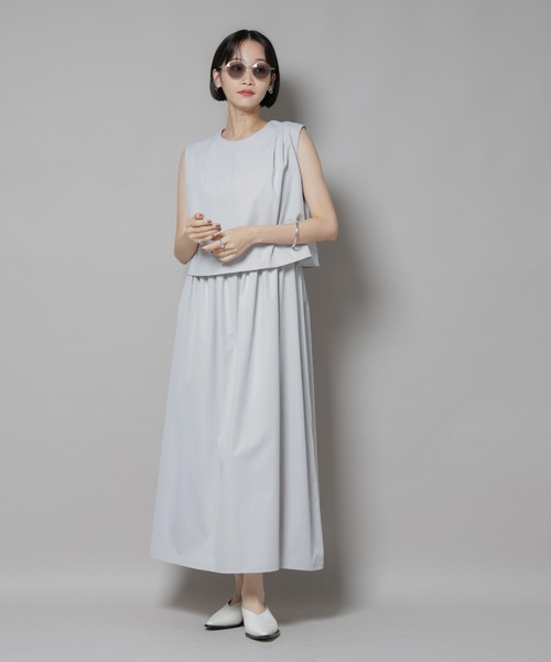 NANO universe（ナノユニバース）の「セットアップ風ノースリーブワンピース（ワンピース・レディース・ライトグレー/キャメル/チャコール・FREE）」の11枚目の写真
