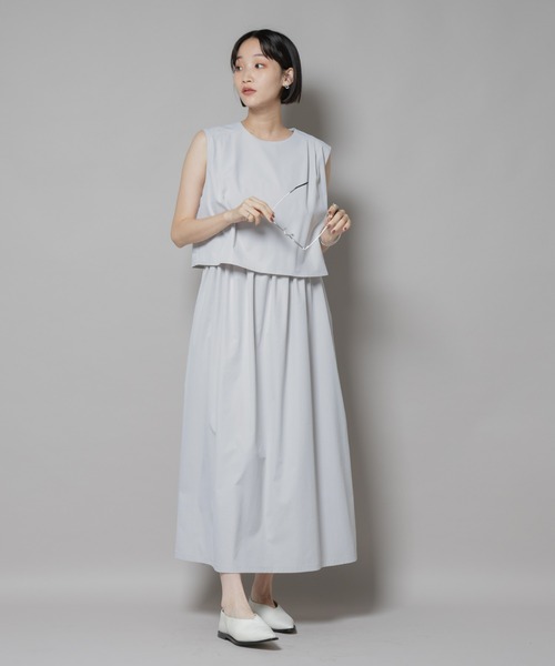 NANO universe（ナノユニバース）の「セットアップ風ノースリーブワンピース（ワンピース・レディース・ライトグレー/キャメル/チャコール・FREE）」の7枚目の写真