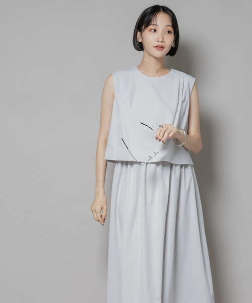 NANO universe（ナノユニバース）の「セットアップ風ノースリーブワンピース（ワンピース・レディース・ライトグレー/キャメル/チャコール・FREE）」の6枚目の写真