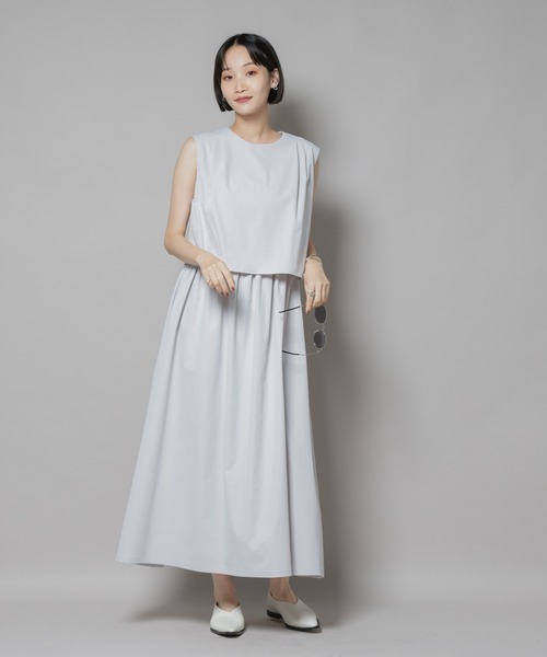 NANO universe（ナノユニバース）の「セットアップ風ノースリーブワンピース（ワンピース・レディース・ライトグレー/キャメル/チャコール・FREE）」の8枚目の写真
