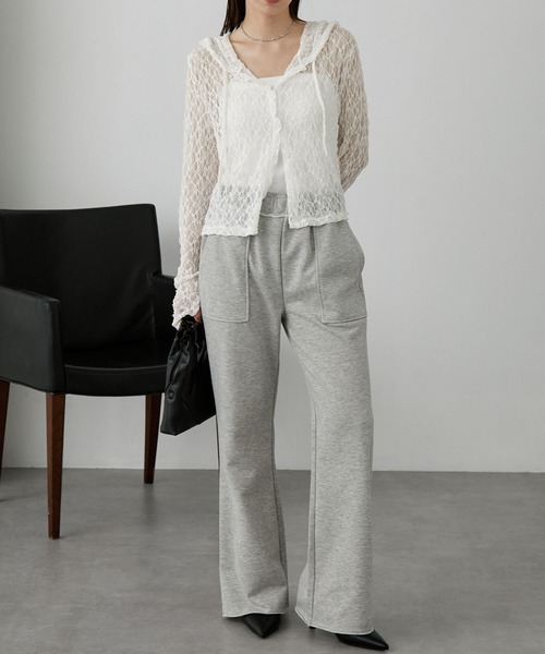 nui nullu（ヌイヌル）の「【nui nullu】ショート丈メローレースシアーパーカー（パーカー・レディース・ブラック/ブラウン/ホワイト・FREE）」の9枚目の写真