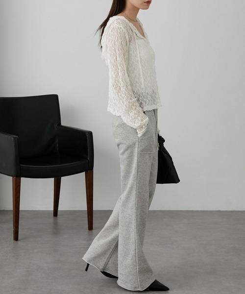 nui nullu（ヌイヌル）の「【nui nullu】ショート丈メローレースシアーパーカー（パーカー・レディース・ブラック/ブラウン/ホワイト・FREE）」の15枚目の写真