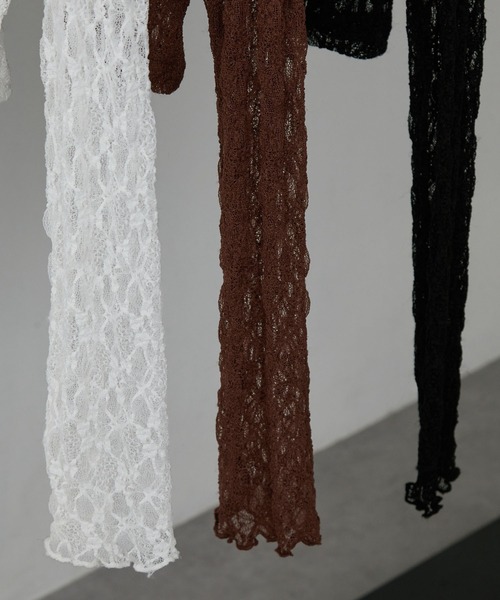 nui nullu（ヌイヌル）の「【nui nullu】ショート丈メローレースシアーパーカー（パーカー・レディース・ブラック/ブラウン/ホワイト・FREE）」の6枚目の写真