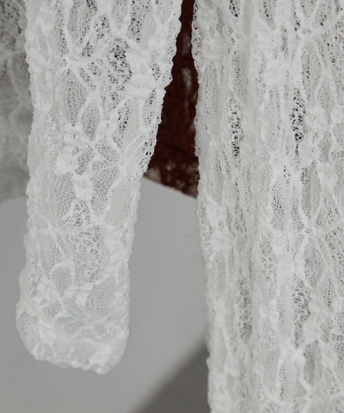 nui nullu（ヌイヌル）の「【nui nullu】ショート丈メローレースシアーパーカー（パーカー・レディース・ブラック/ブラウン/ホワイト・FREE）」の7枚目の写真