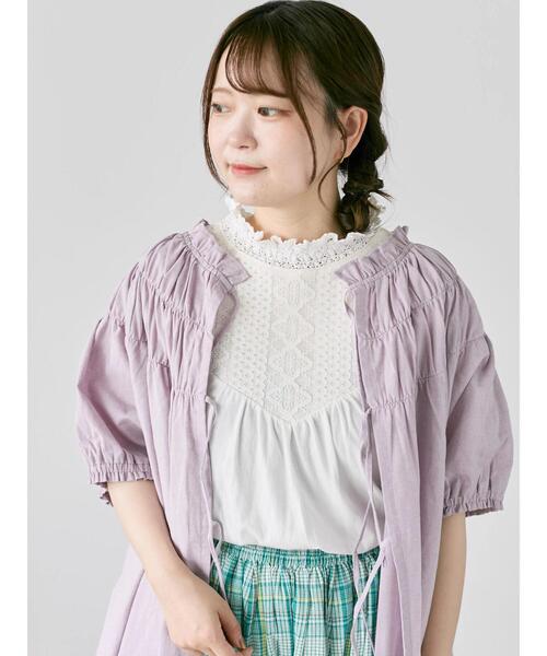 Samansa Mos2(サマンサ モスモス)の「前後2WAYリボンギャザーブラウス(シャツ/ブラウス・レディース・チャコールグレー/ブルー/パープル/オフホワイト・F)」の13枚目の写真