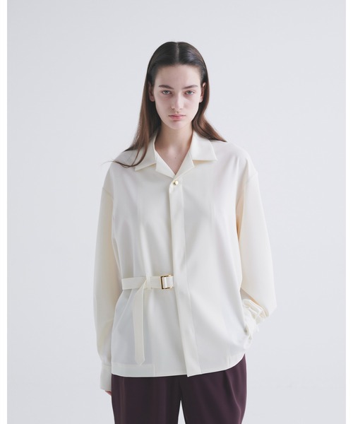 クルニ　20ss タイロッケンロングシャツコート　グリーン　2　比翼　ミニマル クルニ 20ss タイロッケンロングシャツコート グリーン 2 比翼