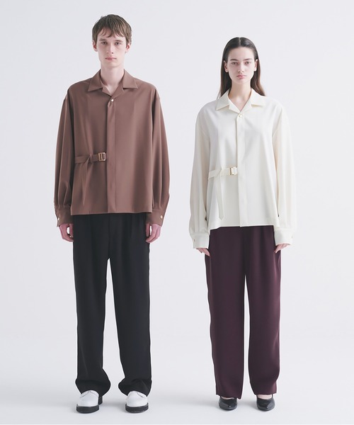 CULLNI（クルニ）の「Stretch Twill Tie Locken Open Collar Shirt（シャツ/ブラウス・メンズ・ホワイト/ブラック/アッシュブラウン/ネイビー・0/1/2）」の5枚目の写真