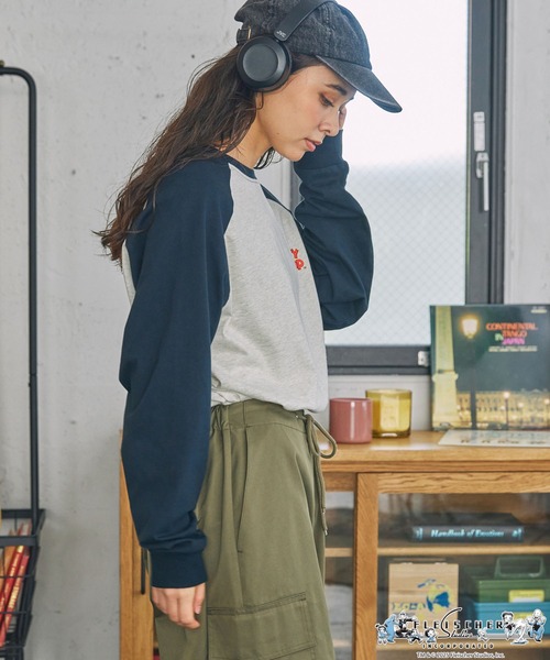 BETTY BOOP（ベティ・ブープ）の「【BettyBoop(TM)】ベティー ブープ(TM) 別注  ヴィンテージプリント オーバーサイズ ラグラン長袖Tシャツ（Tシャツ/カットソー・レディース・ブラック/ネイビー・FREE）」の21枚目の写真