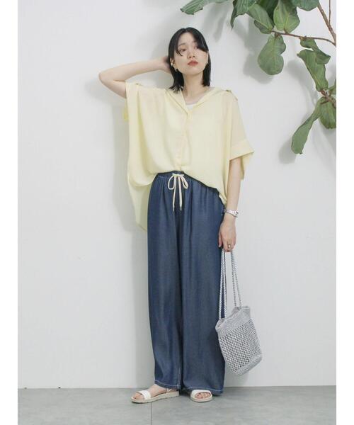 Samansa Mos2 blue（サマンサモスモスブルー）の「【接触冷感】ポンチョブラウス（シャツ/ブラウス・レディース・モカ/イエロー/グリーン・F）」の5枚目の写真