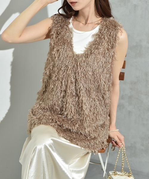 INTERPLANET（インタープラネット）の「【ａｃｔｕｅｌ】フェザージャガードＶネックベスト（ベスト・レディース・ブラウン/アイボリー/ブラック・FREE）」の3枚目の写真