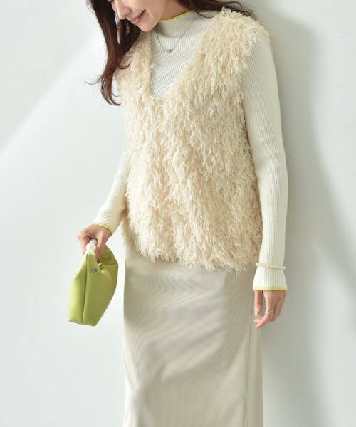 INTERPLANET（インタープラネット）の「【ａｃｔｕｅｌ】フェザージャガードＶネックベスト（ベスト・レディース・ブラウン/アイボリー/ブラック・FREE）」の7枚目の写真