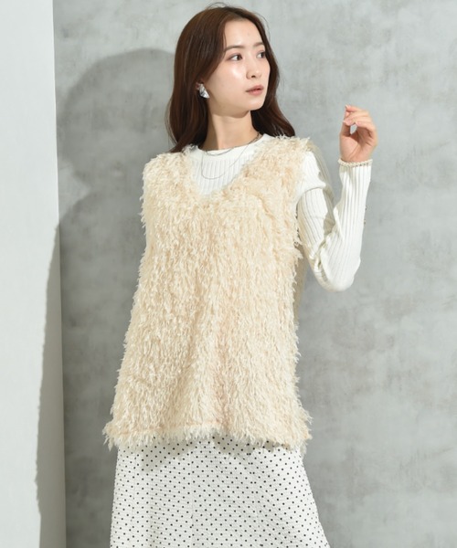 INTERPLANET（インタープラネット）の「【ａｃｔｕｅｌ】フェザージャガードＶネックベスト（ベスト・レディース・ブラウン/アイボリー/ブラック・FREE）」の4枚目の写真