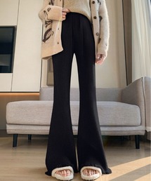 kirakiraShop（キラキラショップ）の「裾 フリンジ フレア リブ ニットパンツ（その他パンツ）」