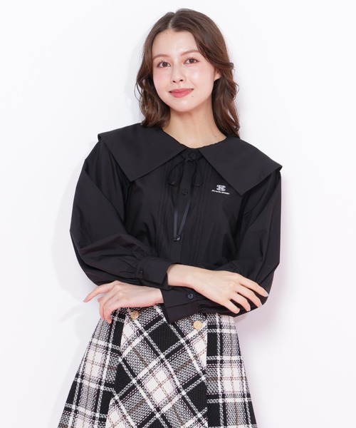 JILL by JILL STUART(ジルバイジルスチュアート)の「◇ビッグカラー短丈ブラウス(シャツ/ブラウス・レディース・ブラック/ブルー/ホワイト・FREE)」の7枚目の写真