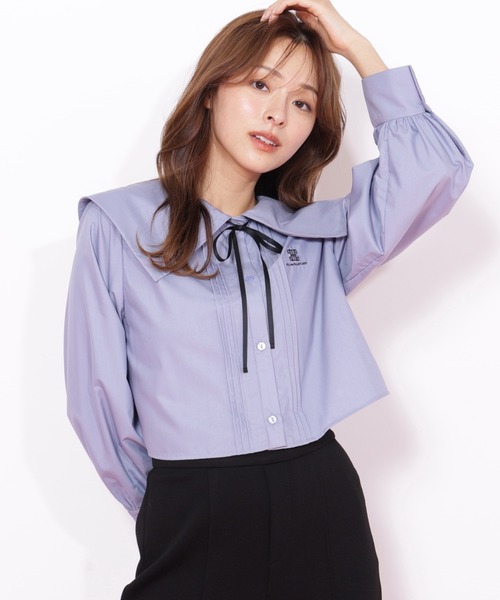 JILL by JILL STUART(ジルバイジルスチュアート)の「◇ビッグカラー短丈ブラウス(シャツ/ブラウス・レディース・ブラック/ブルー/ホワイト・FREE)」の18枚目の写真