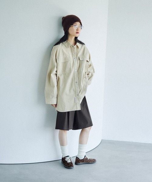 新品LEPSIMコーデュロイBIGシャツ　パープル セール】コーデュロイBIGシャツ 579714（シャツ/ブラウス）｜LEPSIM