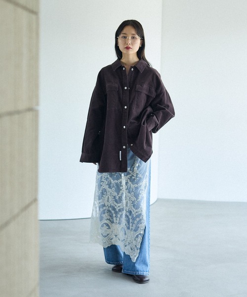 新品LEPSIMコーデュロイBIGシャツ　パープル セール】コーデュロイBIGシャツ 579714（シャツ/ブラウス）｜LEPSIM