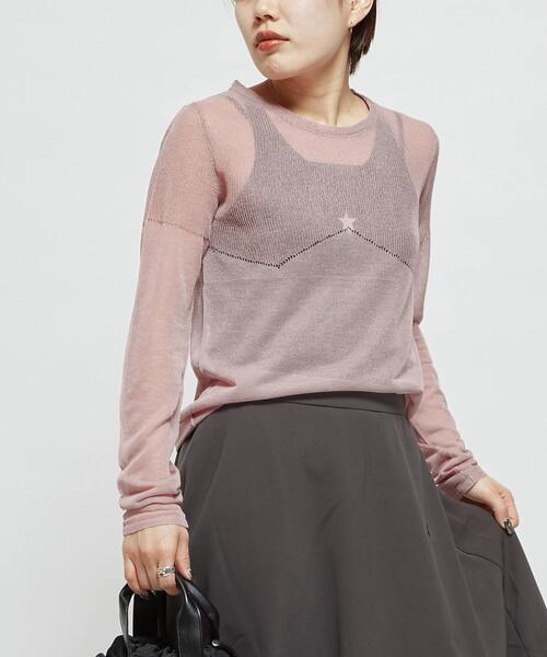CONVERSE TOKYO（コンバーストウキョウ）の「SHEER KNIT PULLOVER（Tシャツ/カットソー・レディース・ブラック/イエロー/ピンク/グレー・FREE）」の4枚目の写真