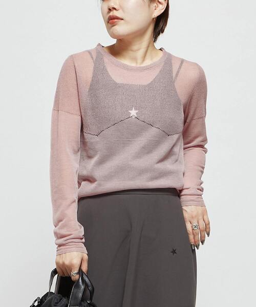 CONVERSE TOKYO（コンバーストウキョウ）の「SHEER KNIT PULLOVER（Tシャツ/カットソー・レディース・ブラック/イエロー/ピンク/グレー・FREE）」の5枚目の写真
