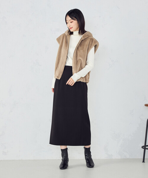 COMME CA ISM（コムサイズム）の「ラビット調　ファーフーデッドジレ（ベスト・レディース・ブラウン/グレイッシュベージュ・FREE）」の8枚目の写真