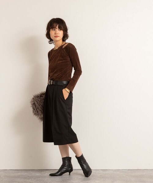 NOLLEY’S（ノーリーズ）の「【MAQWEL/マクウェル】ウォッシャブルバミューダパンツ（その他パンツ・レディース・ダークブラウン/ブラック・36/38）」の3枚目の写真