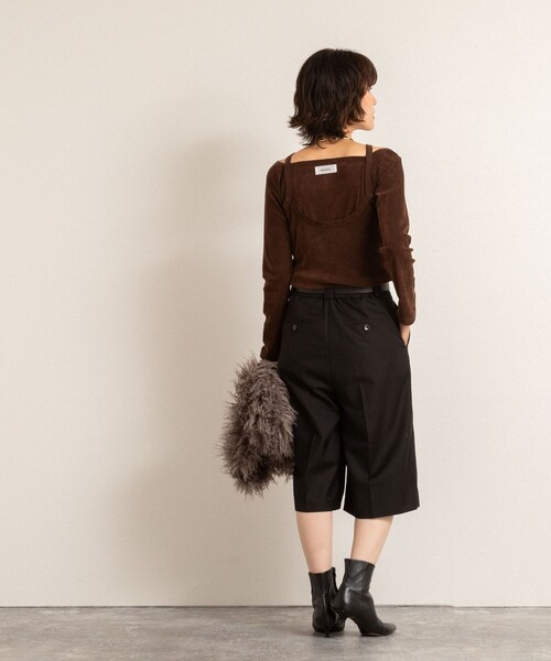 NOLLEY’S（ノーリーズ）の「【MAQWEL/マクウェル】ウォッシャブルバミューダパンツ（その他パンツ・レディース・ダークブラウン/ブラック・36/38）」の5枚目の写真