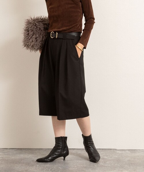 NOLLEY’S（ノーリーズ）の「【MAQWEL/マクウェル】ウォッシャブルバミューダパンツ（その他パンツ・レディース・ダークブラウン/ブラック・36/38）」の9枚目の写真