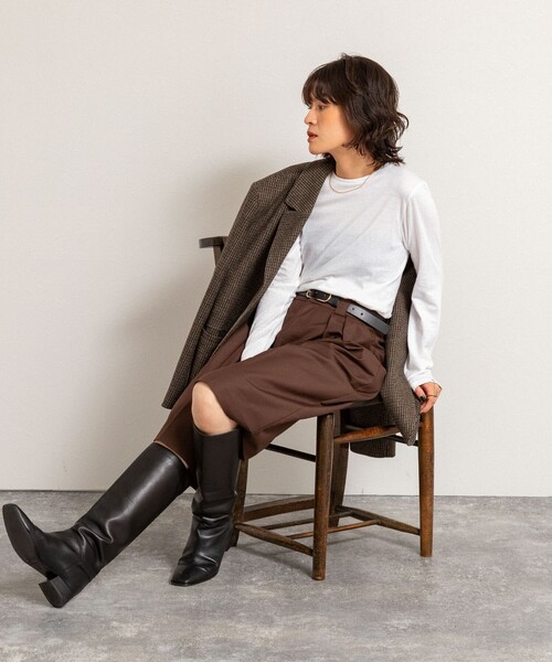 NOLLEY’S（ノーリーズ）の「【MAQWEL/マクウェル】ウォッシャブルバミューダパンツ（その他パンツ・レディース・ダークブラウン/ブラック・36/38）」の14枚目の写真