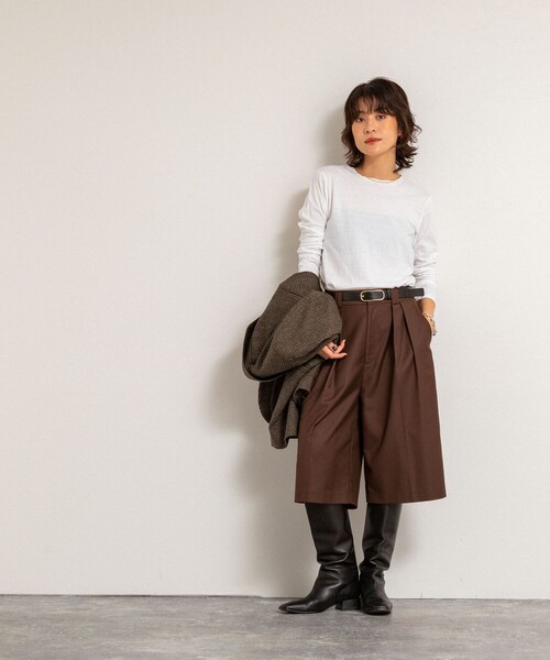 NOLLEY’S（ノーリーズ）の「【MAQWEL/マクウェル】ウォッシャブルバミューダパンツ（その他パンツ・レディース・ダークブラウン/ブラック・36/38）」の16枚目の写真