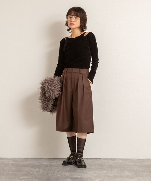 NOLLEY’S（ノーリーズ）の「【MAQWEL/マクウェル】ウォッシャブルバミューダパンツ（その他パンツ・レディース・ダークブラウン/ブラック・36/38）」の18枚目の写真