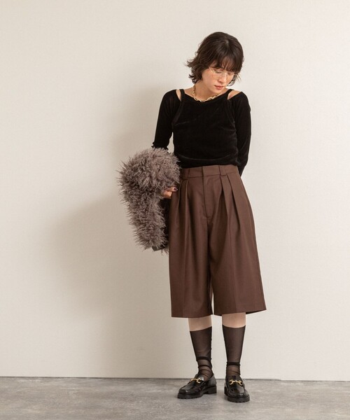 NOLLEY’S（ノーリーズ）の「【MAQWEL/マクウェル】ウォッシャブルバミューダパンツ（その他パンツ・レディース・ダークブラウン/ブラック・36/38）」の19枚目の写真