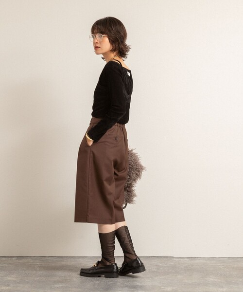 NOLLEY’S（ノーリーズ）の「【MAQWEL/マクウェル】ウォッシャブルバミューダパンツ（その他パンツ・レディース・ダークブラウン/ブラック・36/38）」の20枚目の写真