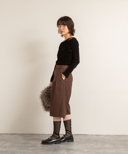 NOLLEY’S（ノーリーズ）の「【MAQWEL/マクウェル】ウォッシャブルバミューダパンツ（その他パンツ・レディース・ダークブラウン/ブラック・36/38）」の21枚目の写真