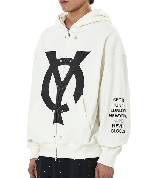 OY(オーワイ)の「『OY/オーワイ』BIG LOGO STUD HOODIE ZIP UP/ビッグロゴスタッドジップアップパーカー(パーカー・レディース・ホワイト/ブラック・L/M)」の17枚目の写真