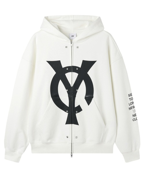 OY(オーワイ)の「『OY/オーワイ』BIG LOGO STUD HOODIE ZIP UP/ビッグロゴスタッドジップアップパーカー(パーカー・レディース・ホワイト/ブラック・L/M)」の9枚目の写真