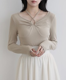 nouvellemoi | クロスストラップリボンギャザーカットソー(Tシャツ/カットソー)