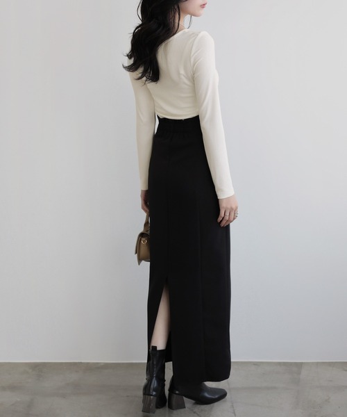 nouvellemoi（ヌーベルモイ）の「クロスストラップリボンギャザーカットソー（Tシャツ/カットソー・レディース・グレイッシュベージュ/ブラック/ホワイト/チャコールグレー・L/M/S）」の15枚目の写真