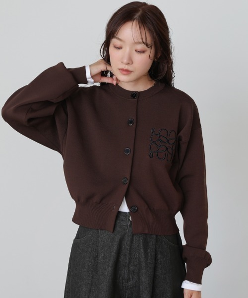 Bab(バブ)の「コード刺繍ニットカーディガン(カーディガン/ボレロ・レディース・ブラウン/アイボリー/ブラック・FREE)」の14枚目の写真