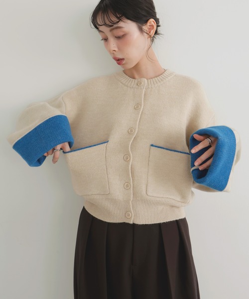 LIAN（リアン）の「アルパカタッチバイカラーカーディガン（カーディガン/ボレロ・レディース・チャコールグレー/ブラック/アイボリー/ブラウン・FREE）」の17枚目の写真