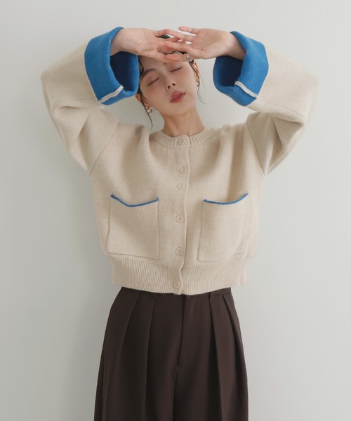 LIAN（リアン）の「アルパカタッチバイカラーカーディガン（カーディガン/ボレロ・レディース・チャコールグレー/ブラック/アイボリー/ブラウン・FREE）」の18枚目の写真