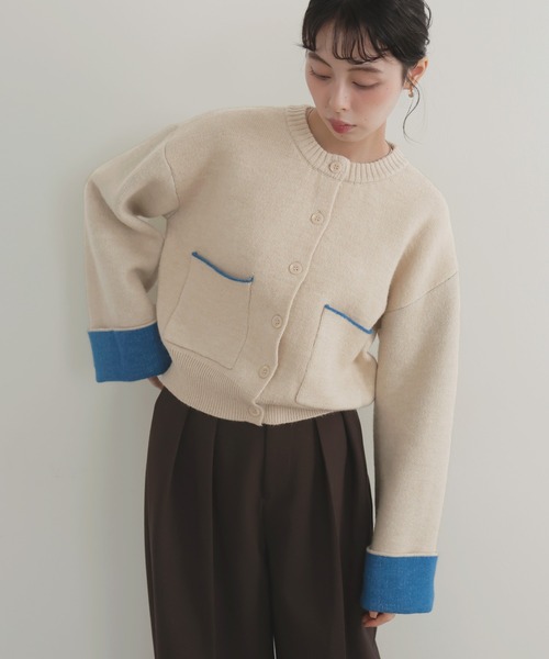 LIAN（リアン）の「アルパカタッチバイカラーカーディガン（カーディガン/ボレロ・レディース・チャコールグレー/ブラック/アイボリー/ブラウン・FREE）」の19枚目の写真