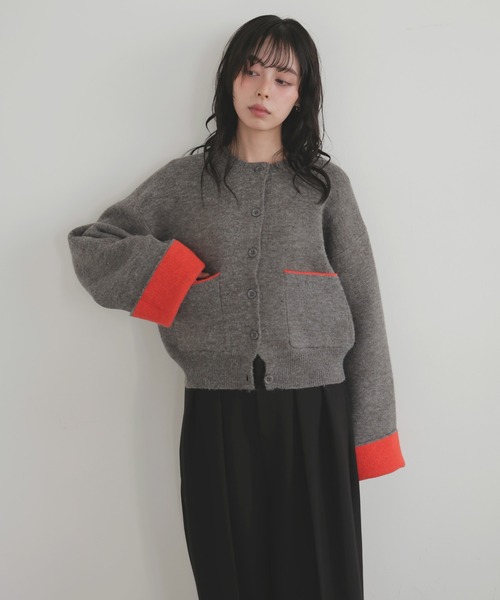 アルパカタッチバイカラーカーディガン（カーディガン/ボレロ）｜LIAN