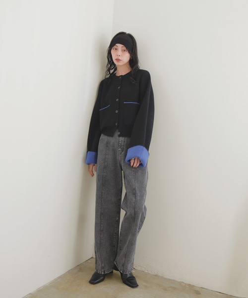 LIAN（リアン）の「アルパカタッチバイカラーカーディガン（カーディガン/ボレロ・レディース・チャコールグレー/ブラック/アイボリー/ブラウン・FREE）」の13枚目の写真