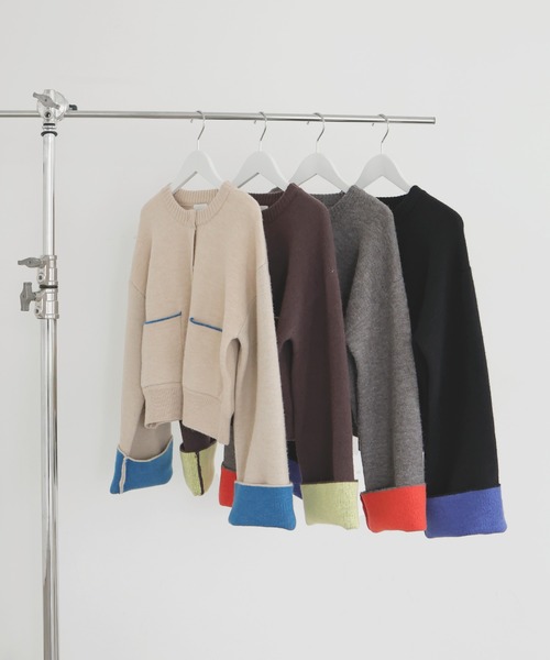 LIAN（リアン）の「アルパカタッチバイカラーカーディガン（カーディガン/ボレロ・レディース・チャコールグレー/ブラック/アイボリー/ブラウン・FREE）」の16枚目の写真