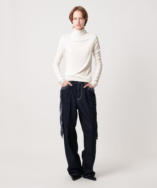 AEWEN MATOPH（イウエン マトフ）の「＜AEWEN MATOPH＞テレコハイネックロングスリーブカットソー（Tシャツ/カットソー・レディース・ブラック/オフホワイト・FREE）」の3枚目の写真