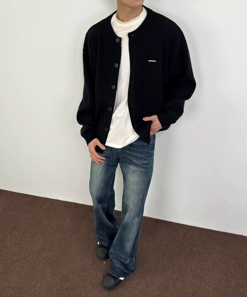 Otte(オッテ)の「ラウンドネックニットカーディガン(カーディガン/ボレロ・メンズ・ブラック/グレー・SMALL/MEDIUM/LARGE/X-LARGE)」の6枚目の写真