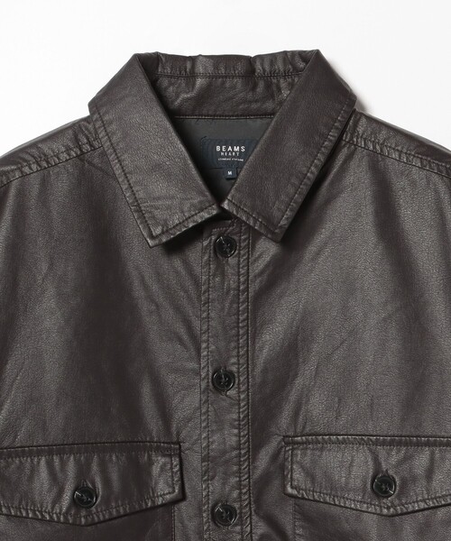 BEAMS HEART（ビームスハート）の「フェイクレザー CPO シャツ（シャツ/ブラウス・メンズ・ブラック/ダークブラウン・SMALL/MEDIUM/LARGE）」の7枚目の写真